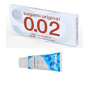 Combo bao cao su SAGAMI 0.02 tặng gel bôi trơn INNO 50g