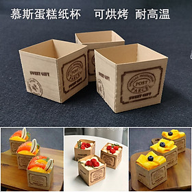 Mua 50 Cup giấy kraft vuông đựng bánh lạnh tiramisu - mousse - pana cotta - nướng bánh bông lan