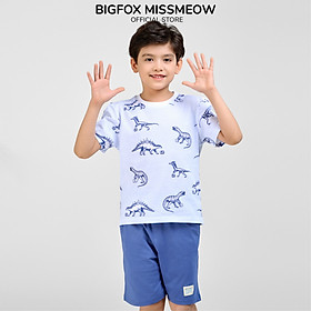 Bộ cộc tay mùa hè cho bé trai Bigfox Miss Meow chất cotton size đại 3,7,9,11 tuổi 30kg 40kg