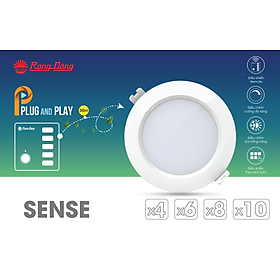 Combo chiếu sáng thông minh gồm 8 đèn Downlight AT16.RM 90/7W (hoặc AT16.RM 110/9W) và 1 bảng điều khiển không dây