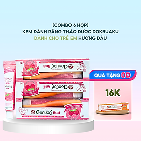 COMBO 6 HỘP Kem đánh răng thảo dược Dokbuaku cho bé vị dâu tây không sâu