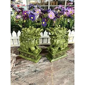 Mua Cặp tượng Kỳ Lân phong thủy đá ngọc serpentine - Cao 15 cm