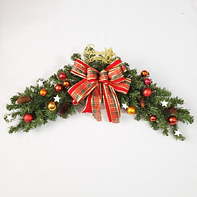 Mua Dây Treo Lá Thông Đối Xứng Nơ Đỏ Trang Trí Noel DX02 (Tặng Kèm Đèn)