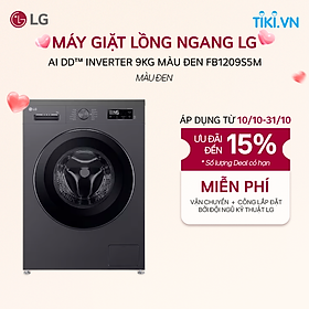 [Giao Hàng Toàn Quốc] Máy giặt lồng ngang LG AI DD Inverter 9kg màu đen FB1209S5M - Hàng Chính Hãng