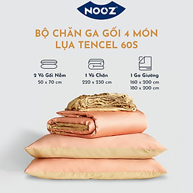 Bộ Chăn Ga Gối Lụa NOOZ Bedding Vải Mát Lạnh 4 món Giúp Ngủ Ngon Sâu Giấc