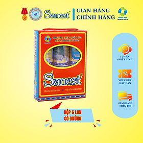 Hộp 6 lon Nước Yến sào Khánh Hòa Sanest có đường - Đóng lon 190ml