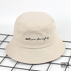Nón bucket, mũ tai bèo nam nữ vành tròn Hàn Quốc thêu chữ ký, vải cotton cao cấp