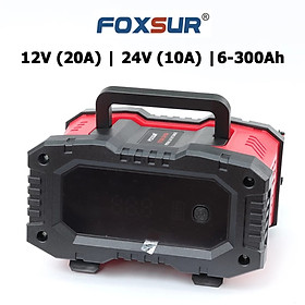 Sạc ắc quy thông minh FOXSUR tự động 12v - 24v dòng sạc 20A sạc bình 4A - 300A ô tô xe máy xe tải pin sắt LiFePO4 tự ngắt khi đầy