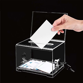 Clear Voting Box Raffle Ticket Box Business Card Holder Case Multifunctional Acrylic Donation Box for Reception Tabletop Shop Business Desk