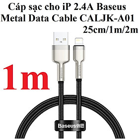 Cáp sạc và dữ liệu dòng 2.4A cho iP Baseus Metal Data Cable CALJK-A01 - Hàng chính hãng - Màu Đen - 1m