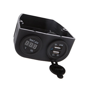 3.1A Dual USB Car Charger Power Socket + Red LED Digital Voltmeter Panel
