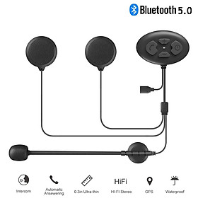 Bluetooth 5.0 Headset Motorcycle Helmet Intercom Ip65 Waterproof 1000m Intercom Headset