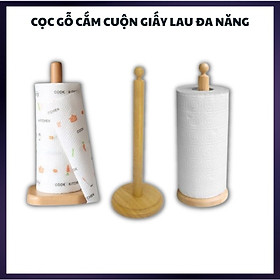 Cọc gỗ cắm khăn lau bếp, cây treo giấy cuộn lau bếp đa năng