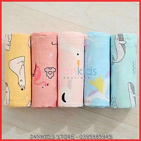 Khăn tắm sợi tre muslin swaddle 2 lớp kích thước 120x120cm, khăn tắm cuộn siêu thấm siêu mềm