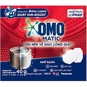 Hộp 2 Viên Nén Vệ Sinh Lồng Giặt OMO Matic 40gr