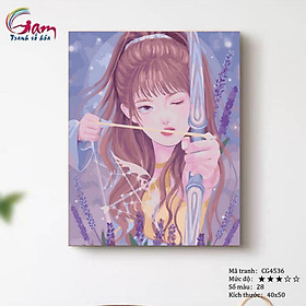 Mua Tranh tô màu theo số cung hoàng đạo cô gái Nhân Mã mới lọ màu to 5ml + 2 bộ cọ + khung 2.5cm CG4536