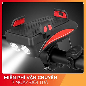 Đèn Pin Xe Đạp Siêu Sáng, Đèn Pha Xe Đạp Tích Hợp GIá Để ĐIện Thoại 4 Chế Độ Chống Nước Thông Minh