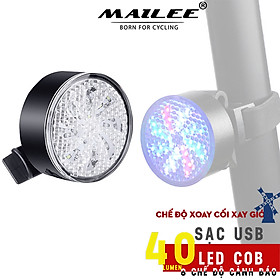 Đèn hậu cảnh báo xe đạp gắn sau CỐI XAY GIÓ AQ-113 dung lượng 500mAh 8 chế độ cảnh báo, sạc USB, chống nước IPX4 - Mai Lee - Màu trắng (ánh sáng nhiều màu)