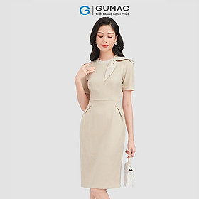 Đầm dáng ôm GUMAC DC09038 caro cổ bèo