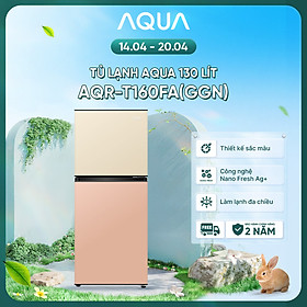 Tủ lạnh AQUA 130 lít ngăn đá trên AQR-T160FA(GGN) - Màu Be hồng - Freeship toàn quốc - Bảo hành 2 năm - Hàng chính hãng