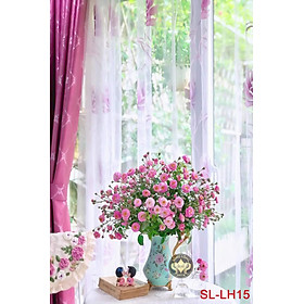 TRANH DÁN TƯỜNG 3D LỌ HOA ĐẸP LH15- TRANH HOA HỒNG TRẮNG ĐẸP - YAN SHOP