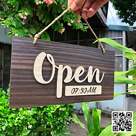 Bảng treo Open - Closed bằng gỗ chữ nổi