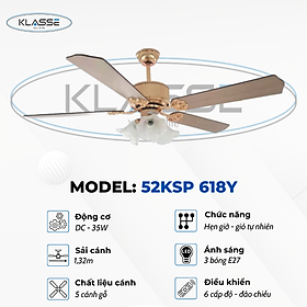 Mua Quạt trần chùm đèn Klasse 52KSP 618Y Hàng chính hãng