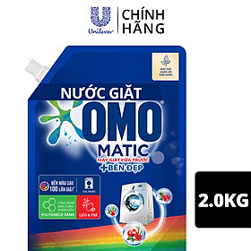 Nước giặt OMO Matic chuyên dụng Cửa Trước Bền Màu với tinh chất Lựu Tre 2.0kg