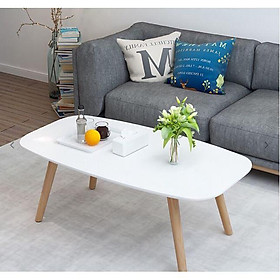Bàn trà, bàn sofa chữ nhậ mặt bàn bo góc bệt chân gỗ tự nhiên phòng khách, phòng ngủ cao cấp sang trọng