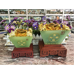 Mua Bát Tụ Tài  Bát Tụ Bảo đá ngọc cẩm thạch xanh Hút Tài  Hút Lộc  Chiêu tài nạp lộc - Cao 15cm và 18cm