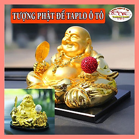 Tượng phật ông di lặc đặt taplo trang trí ô tô xe hơi có quả cầu tự xoay bằng năng lượng mặt trời