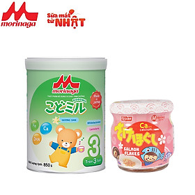 Combo  1 lon Sữa Morinaga số 3 Kodomil Hương Vani 850gr + 1 lọ Ruốc cá hồi Meiwa (ngẫu nhiên)