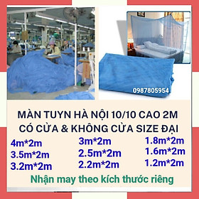 Màn Tuyn, Mùng Tuyn Hà Nội 10/10 Xanh Biển Cỡ Đại 4mx2m, 3.5mx2m, 3mx2m, 2.5mx2m, 2.2mx2m / Mùng, Màn Tuyn Chống Muỗi Ngoại Cỡ Ghép 2 Giường Có Cửa & Không Cửa Đủ Kích Thước