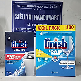 Viên rửa bát Finish 120 viên + Muối Finish 1.5kg dùng cho Máy Rửa Bát Chén