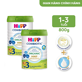 Combo 2 lon sữa bột dinh dưỡng công thức HiPP 3 Organic Combiotic chất lượng hữu cơ, tăng cường sức khoẻ hệ miễn dịch, bổ sung Canxi và vitamin D dành cho trẻ trên 12 tháng tuổi (2 lon x 800g)