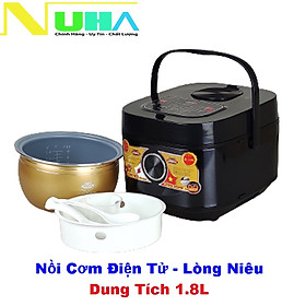 Nồi cơm điện tử Ladomax 7218 - Dung tích 1.8L, 700W - Lòng niêu men chống dính cao cấp-hàng chính hãng