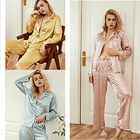 Bộ Pijama lụa cao cấp Quảng Châu nhiều màu lựa chọn, chất vải lì mướt tay, mặc nhẹ tênh, cảm giác mát lạnh, size M,L,XL. Hàng bao đẹp.