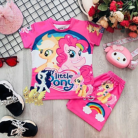 Đồ bộ bé gái ngựa Pony từ 9-42kg - Vải thun lạnh in 3d sắc nét - giặt không vỡ hình.