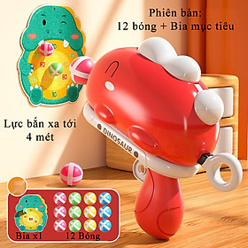 Đồ chơi mô hình súng bắn bóng khủng long kèm bia mục tiêu, bắn xa 8 mét, nhiều màu sắc