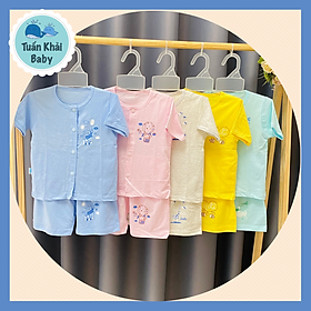 Hình ảnh Combo 3 Bộ quần áo sơ sinh cotton Thái Hà Thịnh - Mẫu Áo Tay Ngắn Cài Giữa - Size 1-5 cho bé sơ sinh -12kg