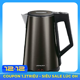 Ấm đun siêu tốc 2 lớp cách nhiệt Lock&Lock EJK631BLK (1.7L) Màu đen - Hàng chính hãng, thân bình bằng thép không gỉ, tay cầm làm bằng nhựa PP, tự động ngắt điện khi sôi