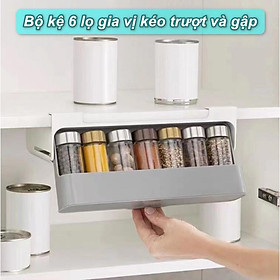 Bộ kệ đựng 6 lọ gia vị kéo trượt và gập tiện lợi - Home and Garden