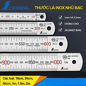 THƯỚC LÁ INOX MẠ NHŨ BẠC SHINWA