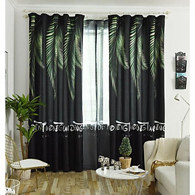 Mua Rèm treo cửa nhánh lá dương xỉ nền màu đen nhiều size