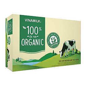 Thùng 48 Hộp Sữa Tươi Tiệt Trùng Vinamilk 100% Organic Không Đường 12 lốcx180ml-Mẫu mã mới