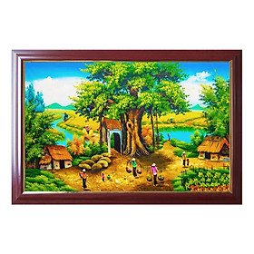 Tranh phong cảnh làng quê, tranh khung giá rẻ treo tường TDQ-31
