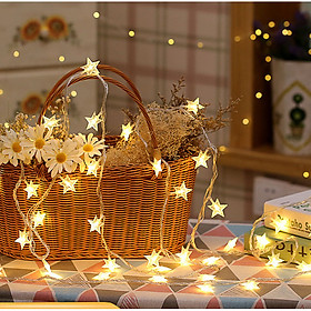 Mua Lựa Nguồn (Pin- USB- Điện) Dây Đèn Led Ngôi Sao Dài 6M - 40 Bóng