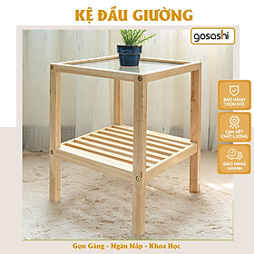 Tab Đầu Giường, Kệ Đầu Giường Gỗ Thông Phong Cách Hàn Quốc, Bề Mặt Nhẵn Đã Qua Xử Lý Mối Mọt Thương Hiệu Gosashi-KDG
