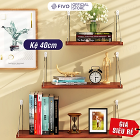 Mua Giá Sách Treo Tường Trang Trí FIVO Mã FB40 Không Cần Khoan Tặng Kèm Đinh 4 Chân Chịu Lực Lên Đến 10KG Với Móc Inox Dễ Dàng Gắn Lên Tường