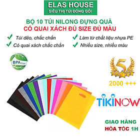 Mua Túi nilong đựng hàng nhiều màu Elashouse Túi Pe đựng quà tặng  mỹ phẩm quần áo có quai xách ( set 10 túi)